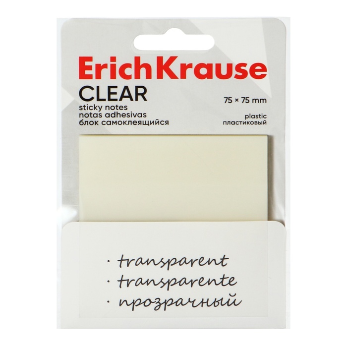 

Блок с липким краем пластиковый ErichKrause 75х75 мм, Clear, 50 листов, прозрачный