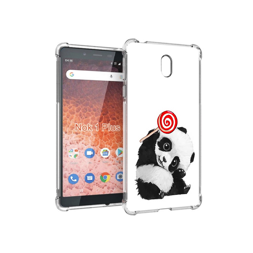 

Чехол MyPads Tocco для Nokia 1 Plus панда с леденцом (PT129147.112.534), Прозрачный, Tocco