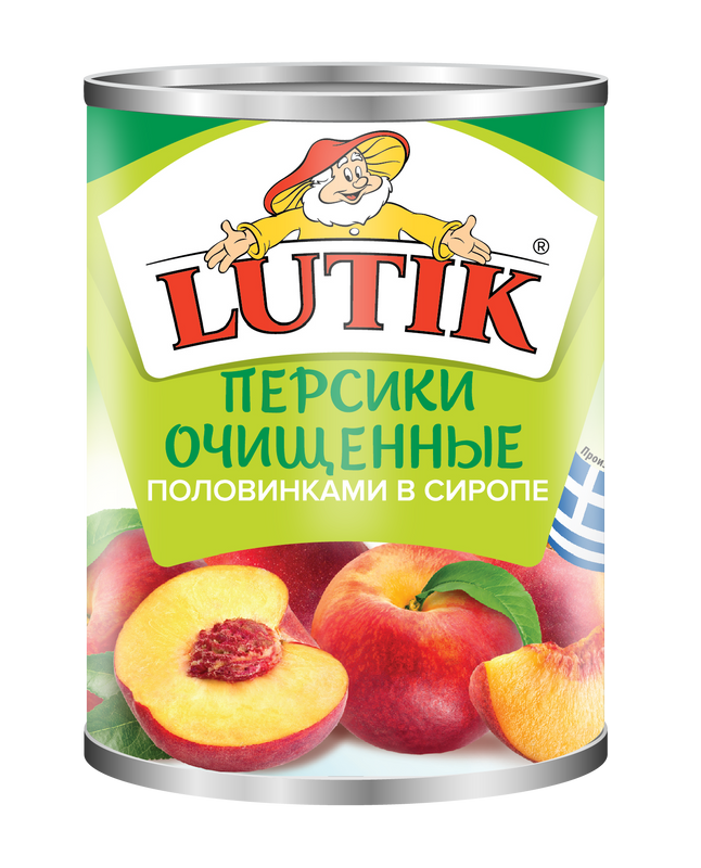 Персики Lutik половинки очищенные в сиропе, 850 мл