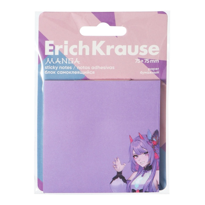 

Блок с липким краем бумажный ErichKrause 75х75 мм, Manga, 50 листов