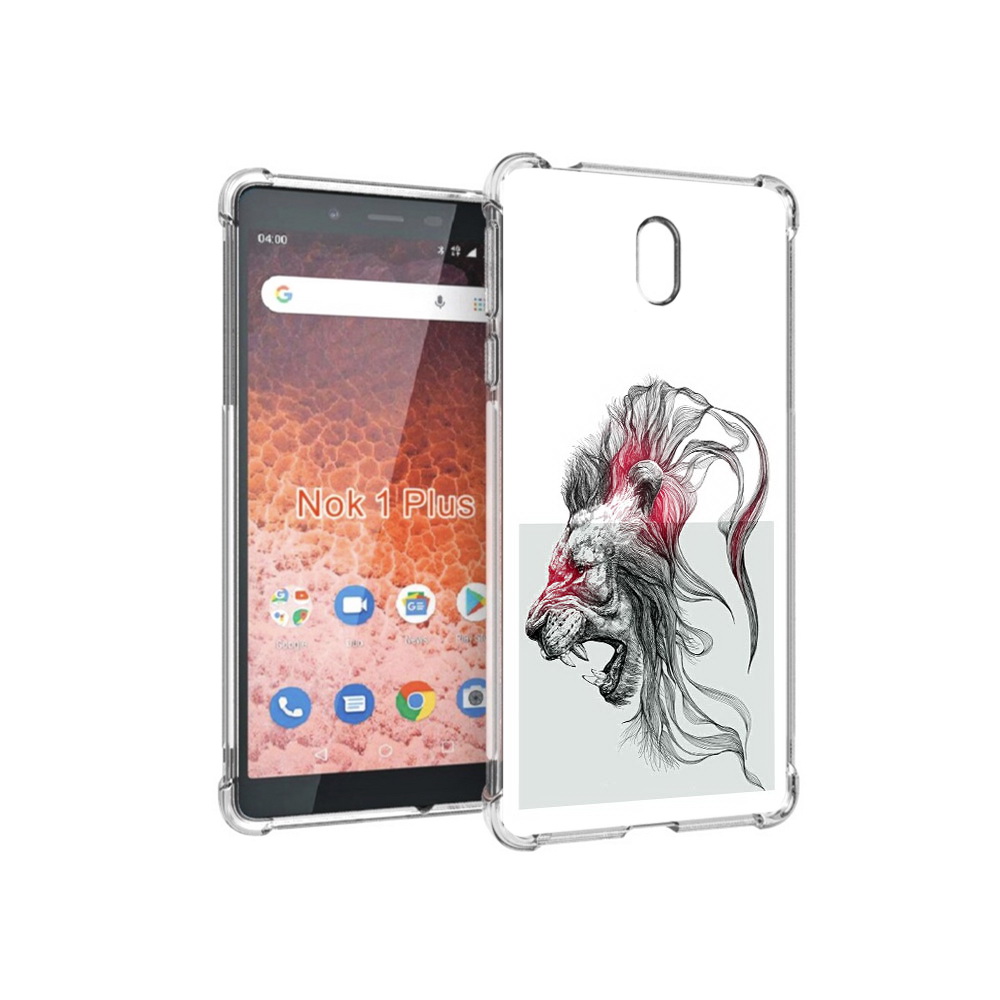 

Чехол MyPads Tocco для Nokia 1 Plus разъяренный лев (PT129147.112.576), Прозрачный, Tocco