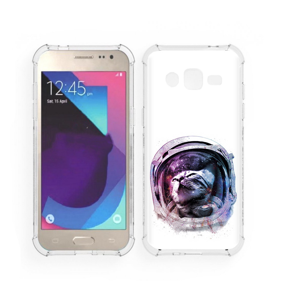 

Чехол MyPads Tocco для Samsung Galaxy J2 кот в шлеме (PT226924.572.396), Прозрачный, Tocco