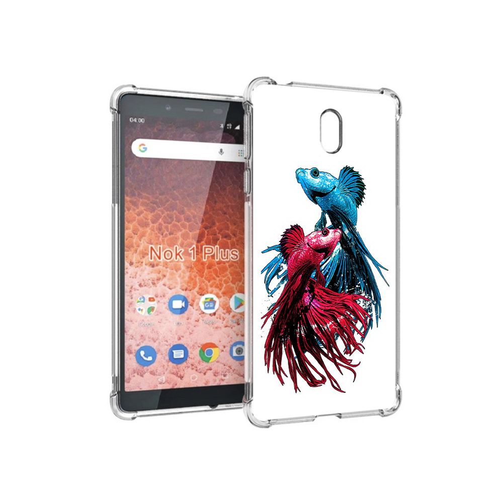 

Чехол MyPads Tocco для Nokia 1 Plus рыбы петушки (PT129147.112.592), Прозрачный, Tocco