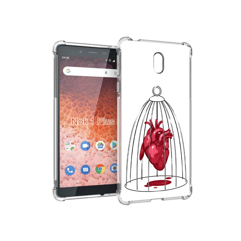 

Чехол MyPads Tocco для Nokia 1 Plus сердце в клетке (PT129147.112.597), Прозрачный, Tocco