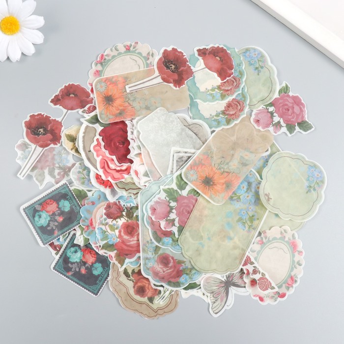 

Наклейки для скрапбукинга РОЗЫ из washi-бумаги, 64 штуки, 32 дизайна, Разноцветный
