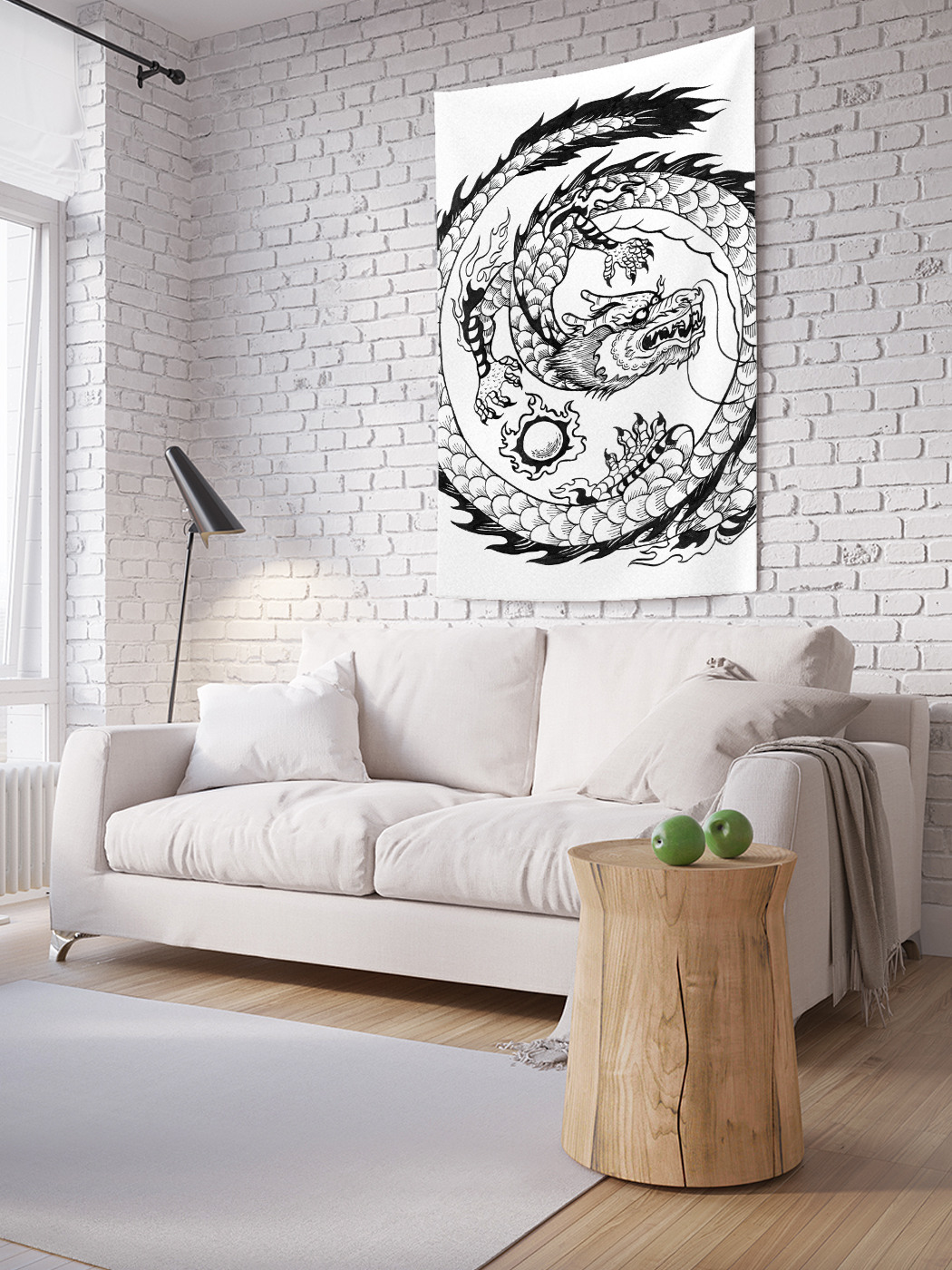

Вертикальное фотопанно на стену JoyArty Монохромный дракон 150x200 см, Монохромный дракон
