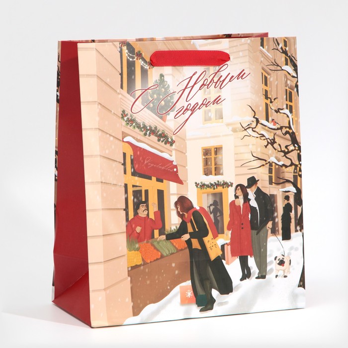 

Пакет ламинированный вертикальный Зимний город, ML 23x27x11,5 см, Бежевый