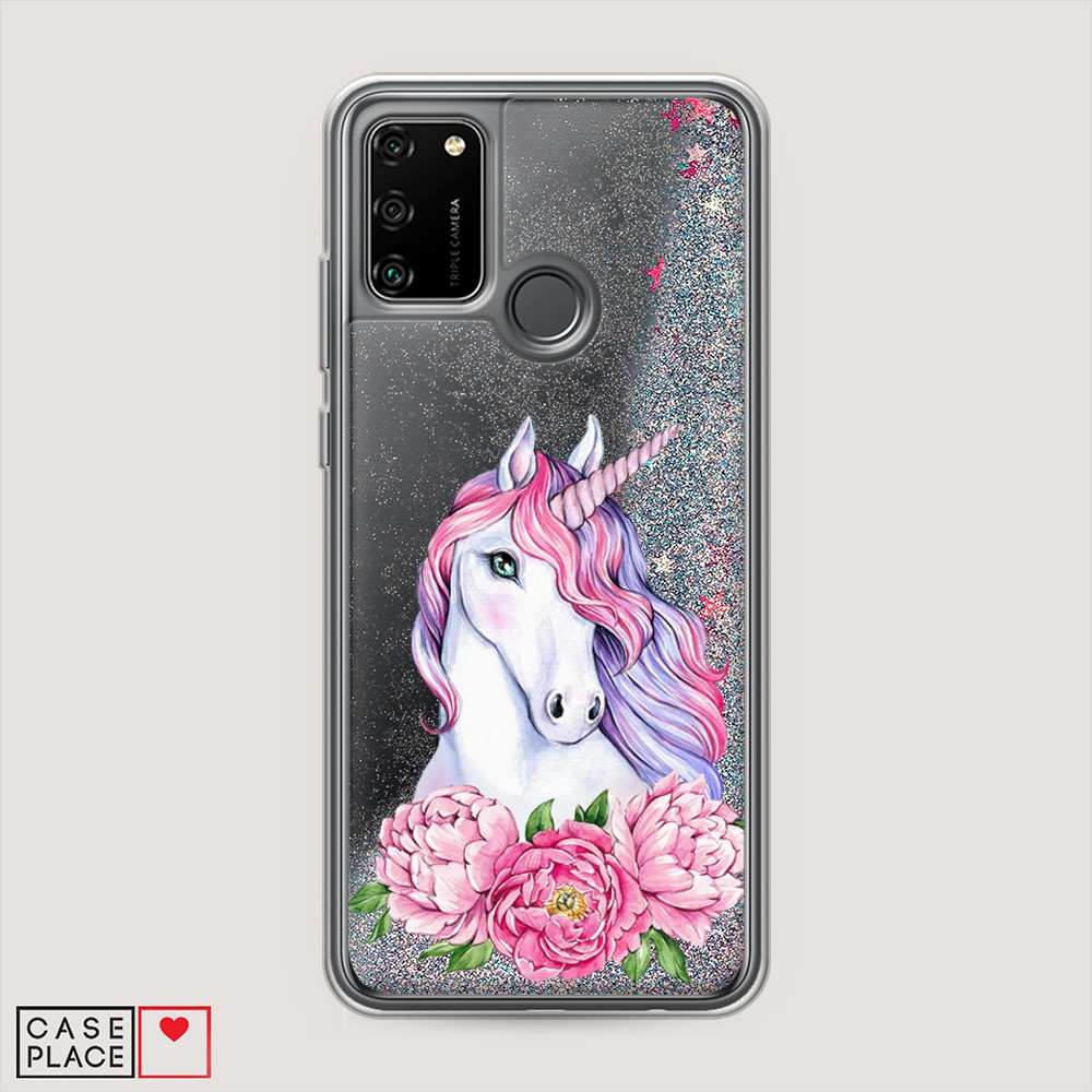 

Чехол Awog на Honor 9A "Единорог с пионами", Разноцветный, 612391-1