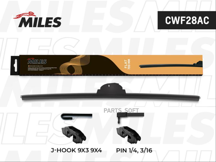 

Щётка С/О 700мм Бескаркасная (Hook 9x3/9x4) Miles арт. CWF28AC