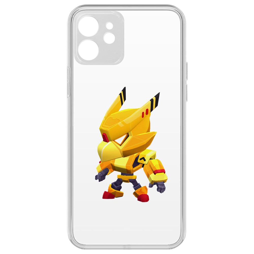 

Чехол-накладка Brawl Stars-Ворон Золотой Меха для iPhone 12 с защитой камеры, Прозрачный