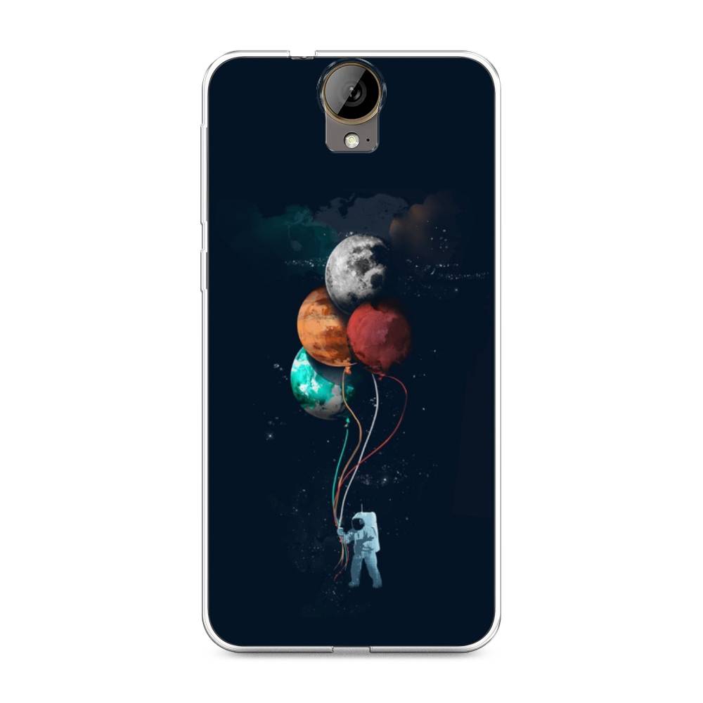 

Чехол на HTC One E9 Plus "Космонавт с шариками", Разноцветный, 102250-4