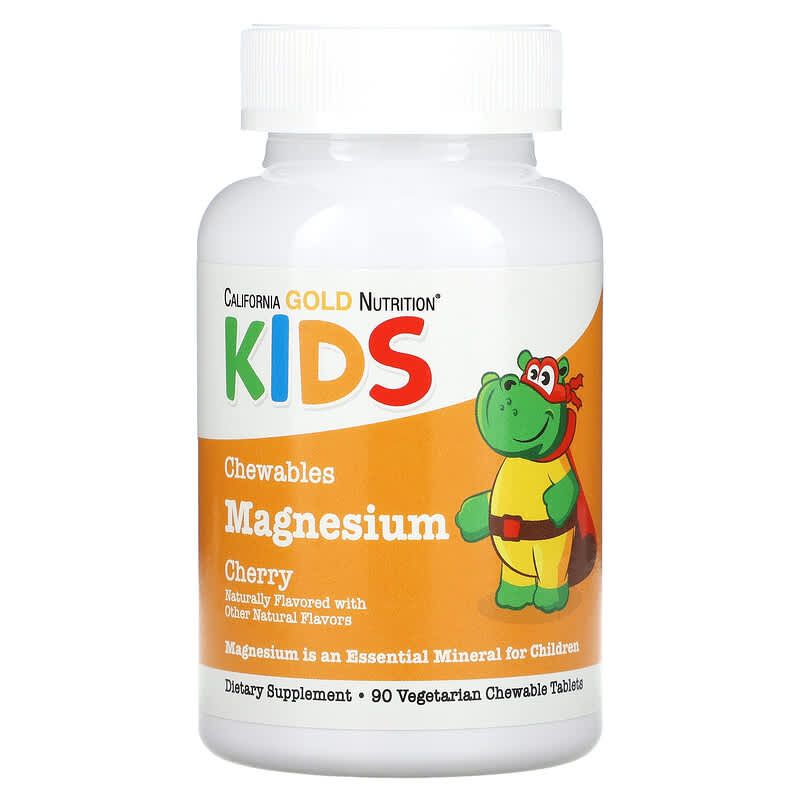 Магний California Gold Nutrition Chewable Magnesium for Children 90 таблеток