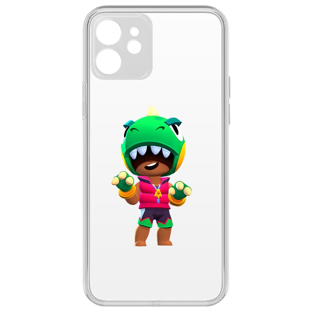 

Чехол-накладка Brawl Stars-Дино Леон для iPhone 12 с защитой камеры, Прозрачный