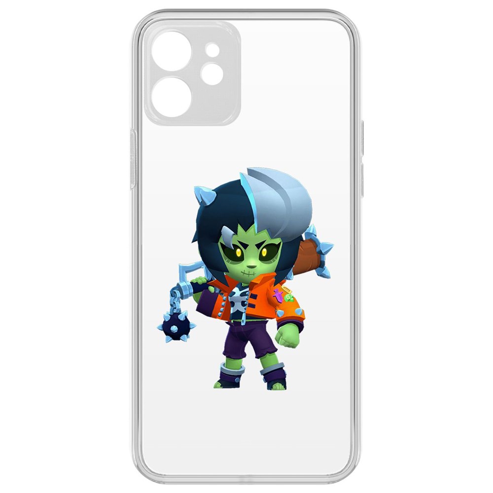 

Чехол-накладка Brawl Stars-ЗомБиби для iPhone 12 с защитой камеры, Прозрачный