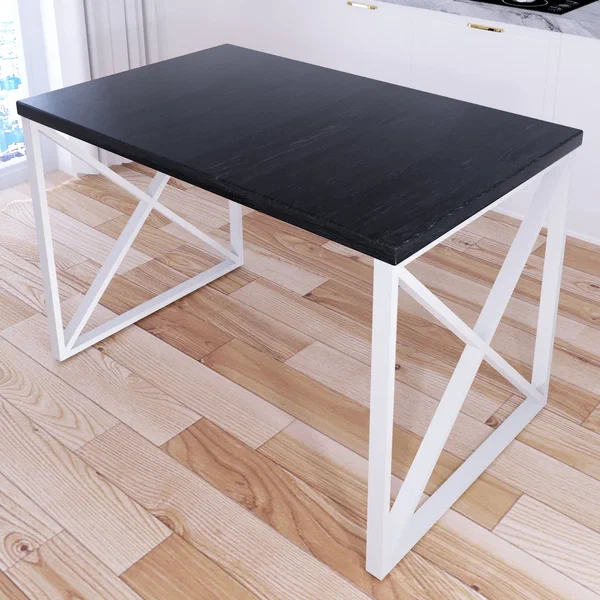 

Стол кухонный Solarius Loft с крестообразными ножками 90x60х75, черный оникс, белые ножки, Loft с крестообразными ножками 90х60х75