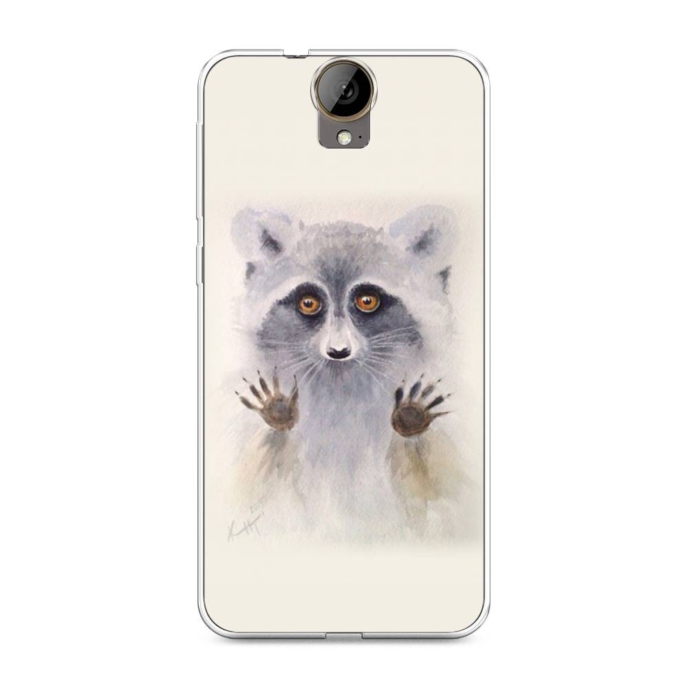 

Чехол на HTC One E9 Plus "Енот за стеклом", Бежевый;серый, 102250-4