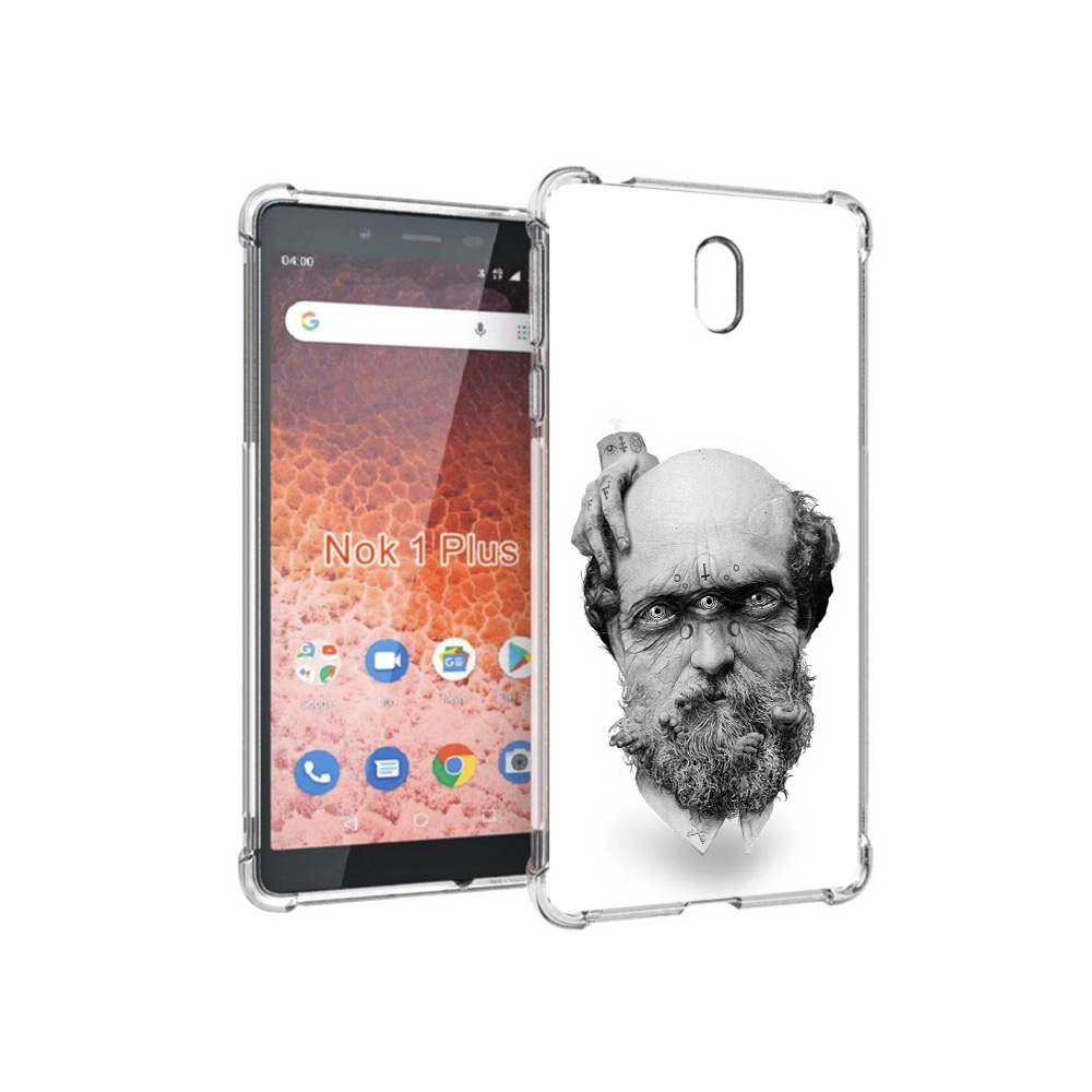 

Чехол MyPads Tocco для Nokia 1 Plus страшный бородатый мужчина абстракция, Прозрачный, Tocco