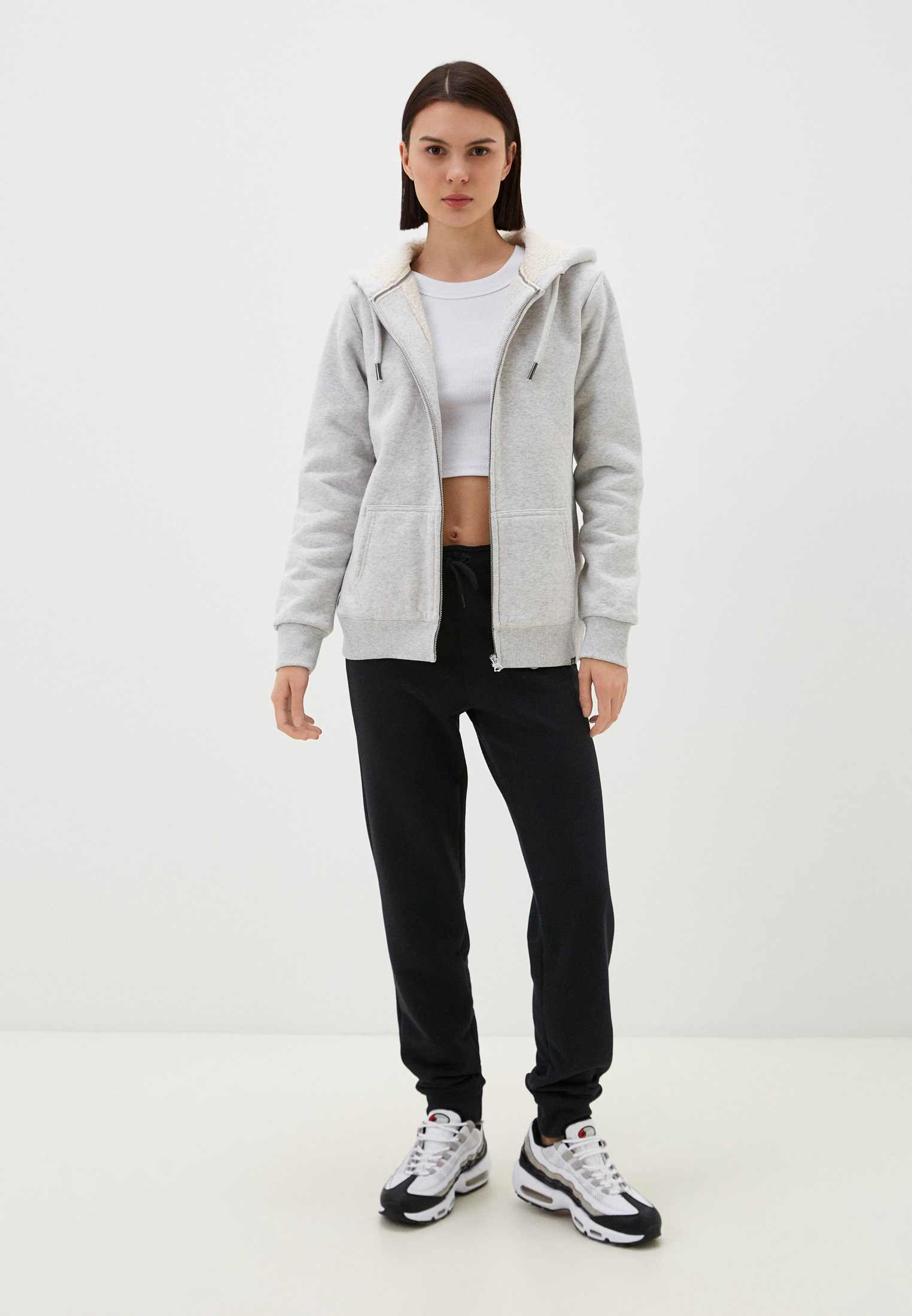 

Толстовка женская Superdry W2011754A серая 10 UK, Серый, W2011754A