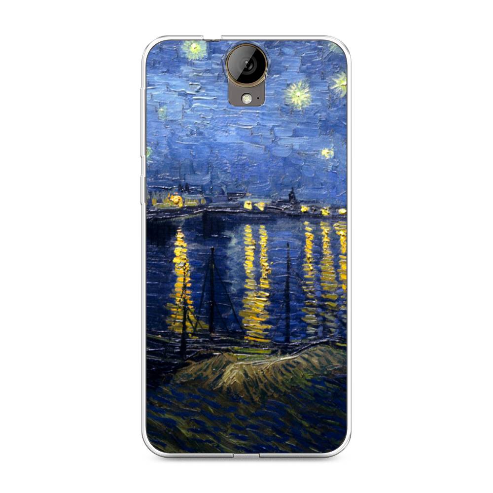 

Чехол на HTC One E9 Plus "Звездная ночь над Роной", Синий;желтый, 102250-4