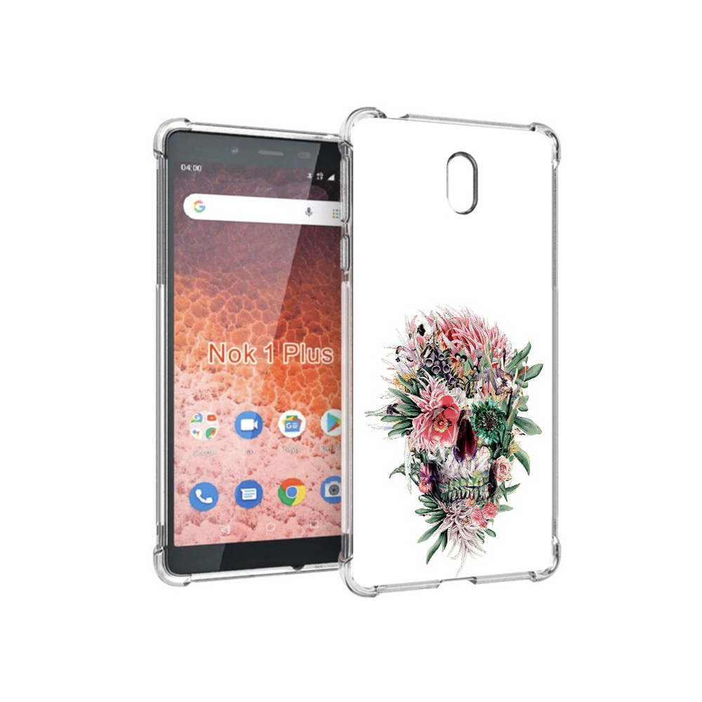 

Чехол MyPads Tocco для Nokia 1 Plus череп из цветов (PT129147.112.677), Прозрачный, Tocco