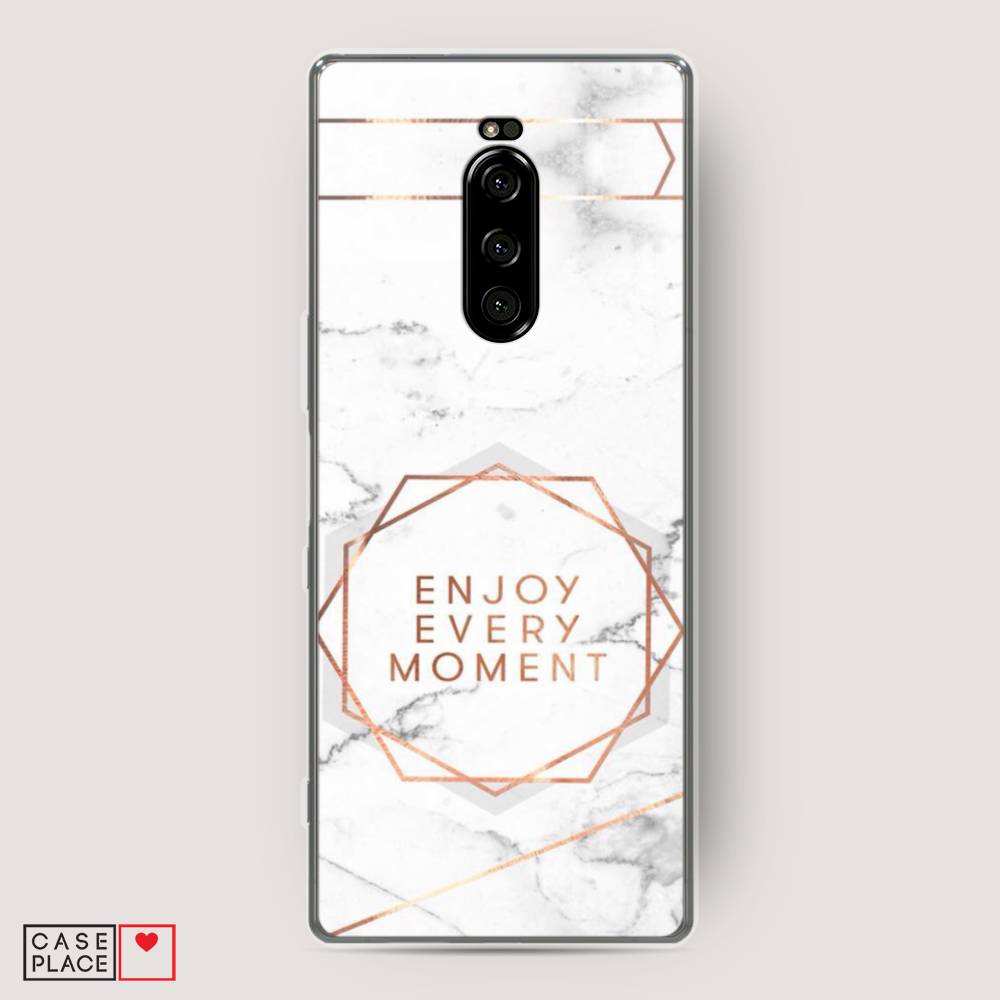 фото Силиконовый чехол "enjoy every moment мрамор" на sony xperia 1 awog