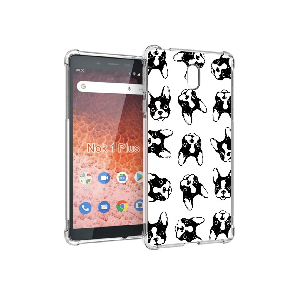 

Чехол MyPads Tocco для Nokia 1 Plus черно белые собачки (PT129147.112.683), Прозрачный, Tocco