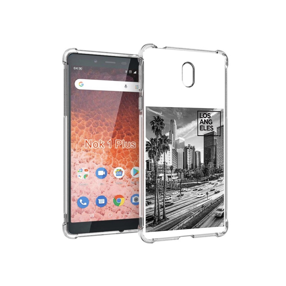 

Чехол MyPads Tocco для Nokia 1 Plus черно белый лос анджелес (PT129147.112.685), Прозрачный, Tocco