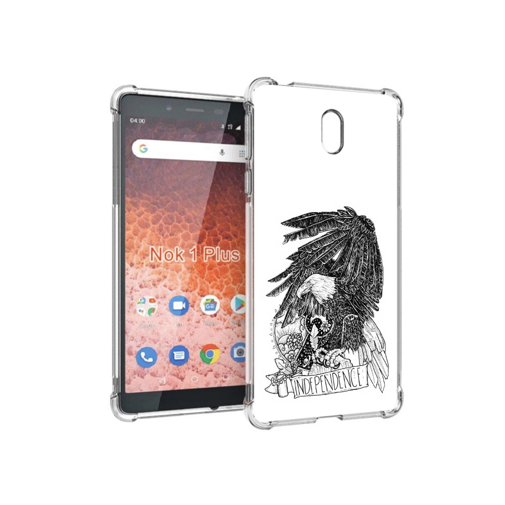 

Чехол MyPads Tocco для Nokia 1 Plus черно белый сокол (PT129147.112.688), Прозрачный, Tocco
