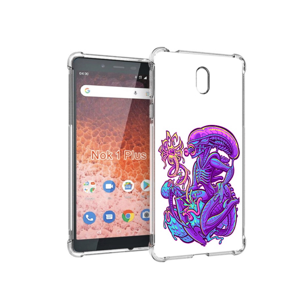 

Чехол MyPads Tocco для Nokia 1 Plus чужой фиолетовый цвет (PT129147.112.693), Прозрачный, Tocco