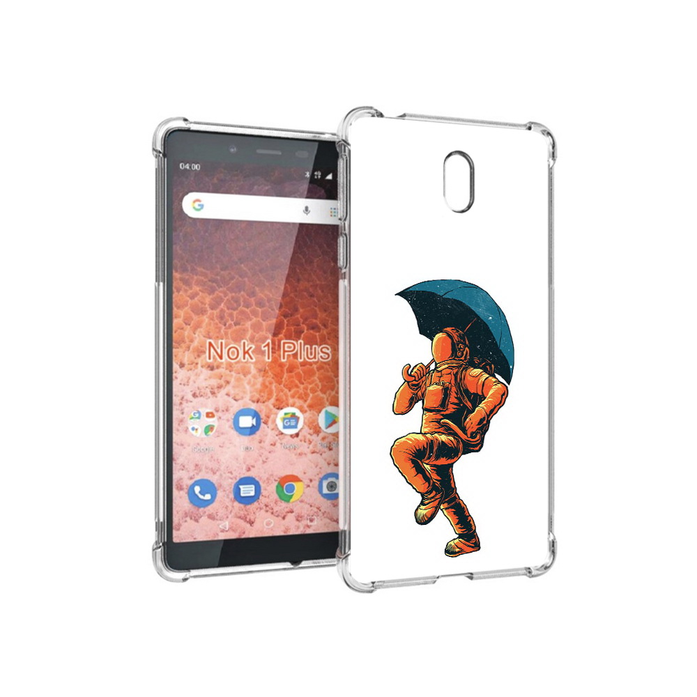 

Чехол MyPads Tocco для Nokia 1 Plus шагающий космонавт с зонтом (PT129147.112.695), Прозрачный, Tocco