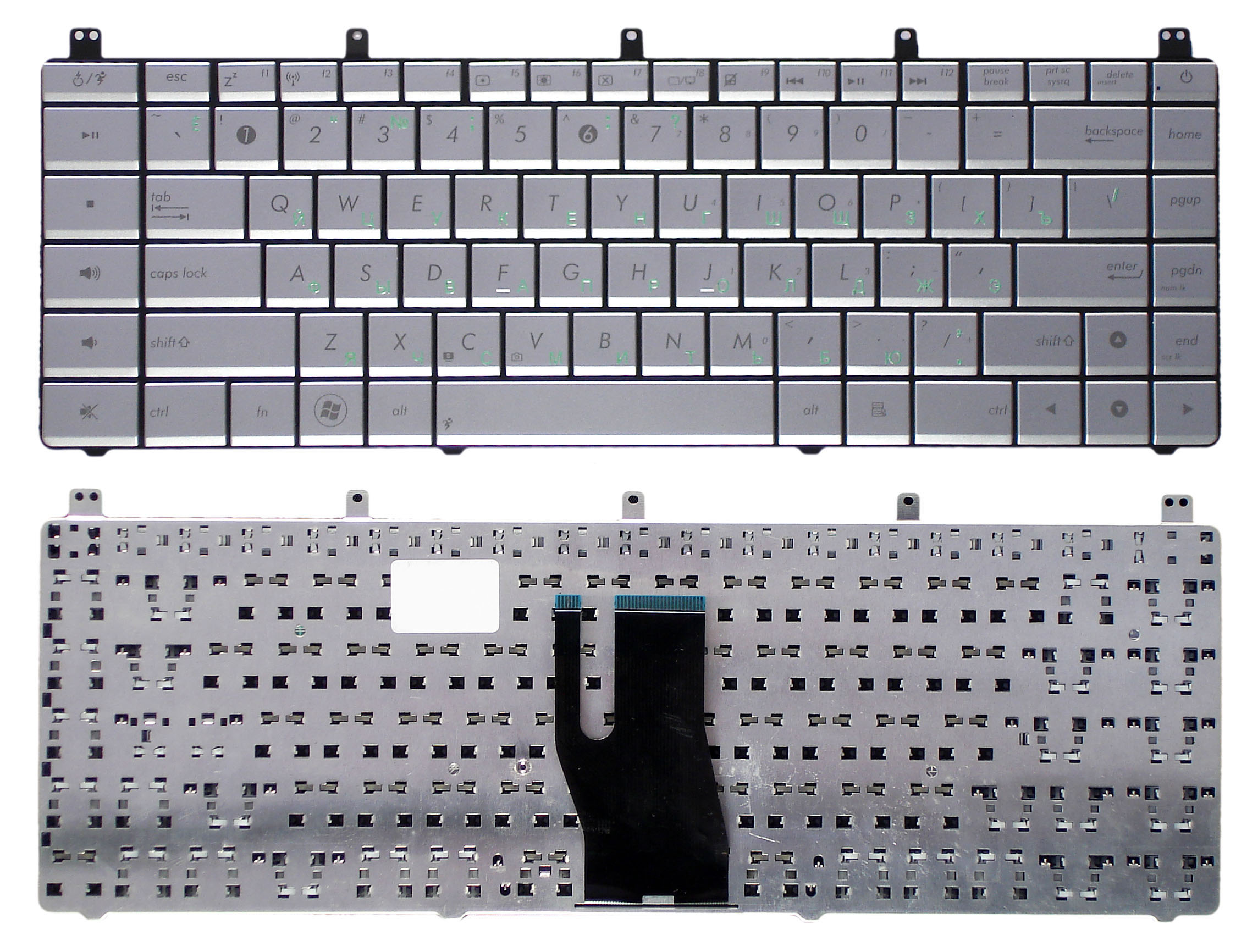 Клавиатура для ноутбука Asus N45 N45S N45SF серебристая