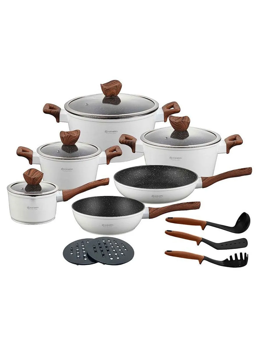

Набор посуды 15 предметов EDENBERG EB-5622, Белый
