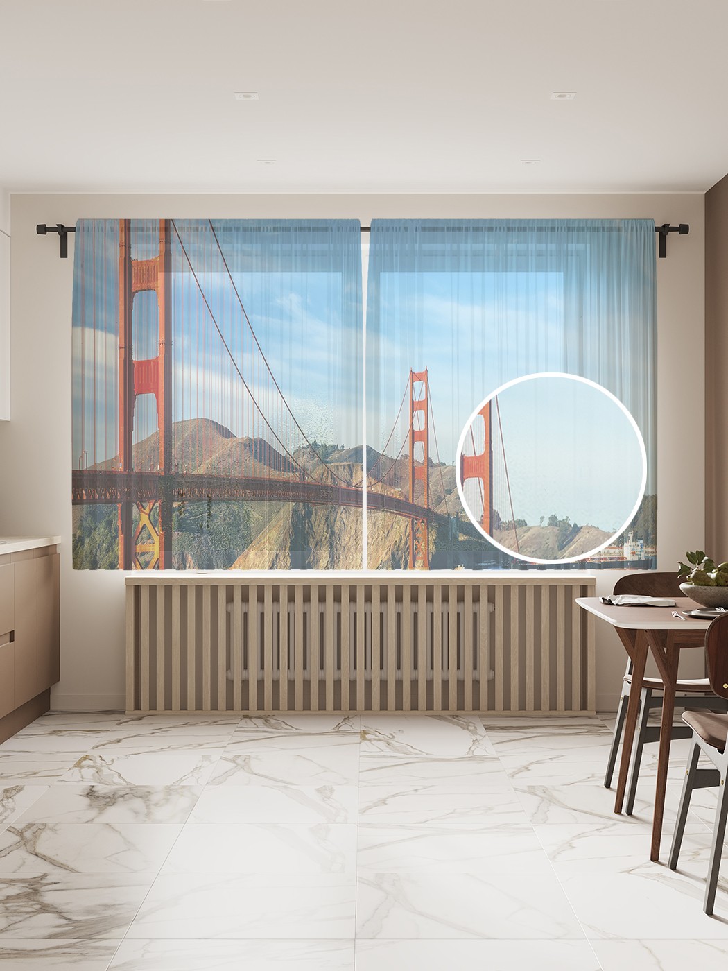 

Фототюль JoyArty "Мост в Америке", 145x180 см (2 полотна со шторной лентой + 50 крючков), Мост в Америке