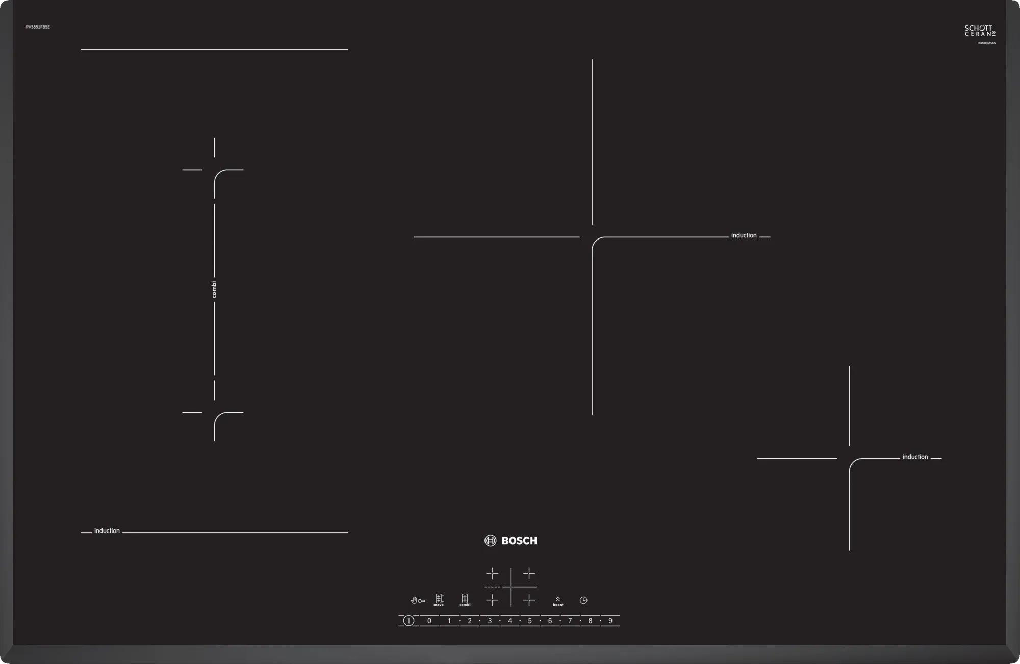 

Встраиваемая варочная панель индукционная Bosch PVS851FB5E черный, PVS851FB5E