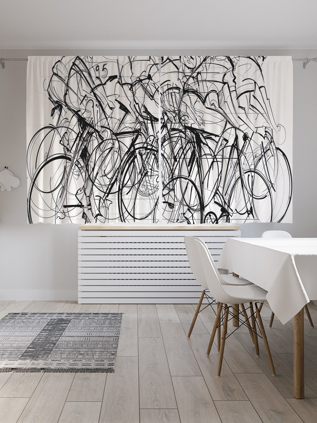 фото Классические шторы joyarty "заезд велосипедистов", oxford delux, 2 полотна 145x180 см