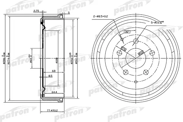 Тормозной барабан PATRON PDR1196