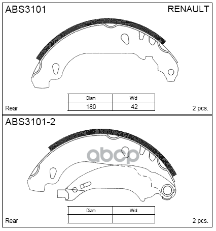 

Колодки Тормозные Renault Logan 04-15, Sandero 09- (-Abs) Задние Барабанные 180 X 40 Allie