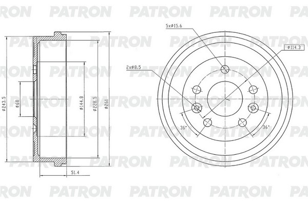 Барабан тормозной RENAULT Duster 4x4 / Kaptur 1,2TCe AWD PATRON PDR1013