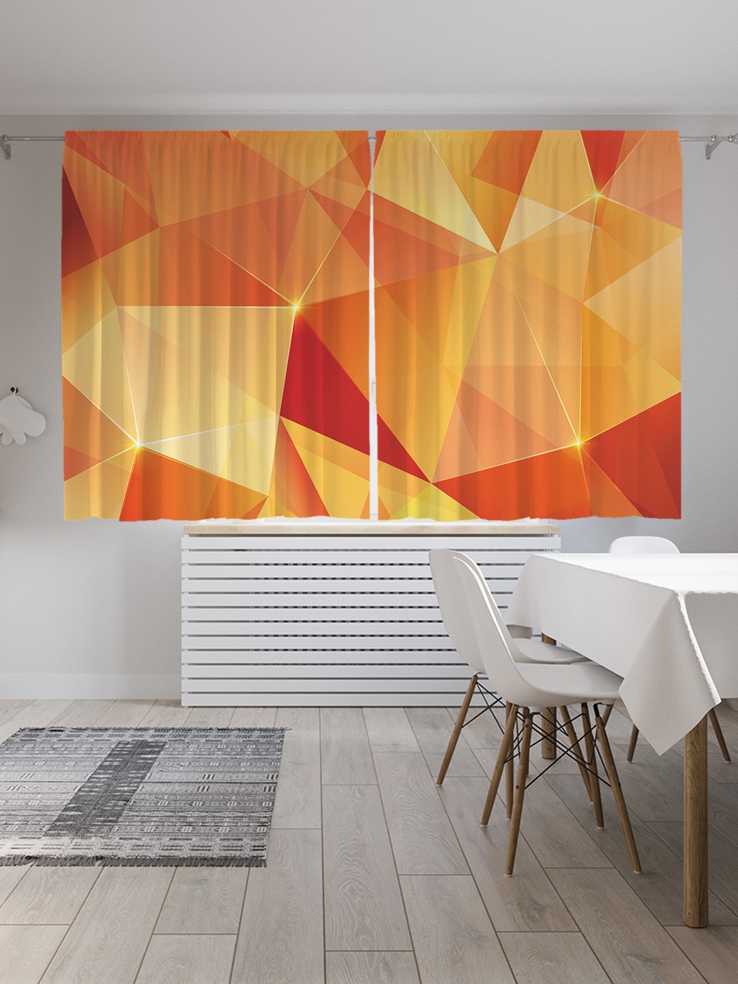 

Классические шторы JoyArty "Оранжевые треугольники", Oxford DeLux, 2 полотна 145x180 см, Оранжевые треугольники