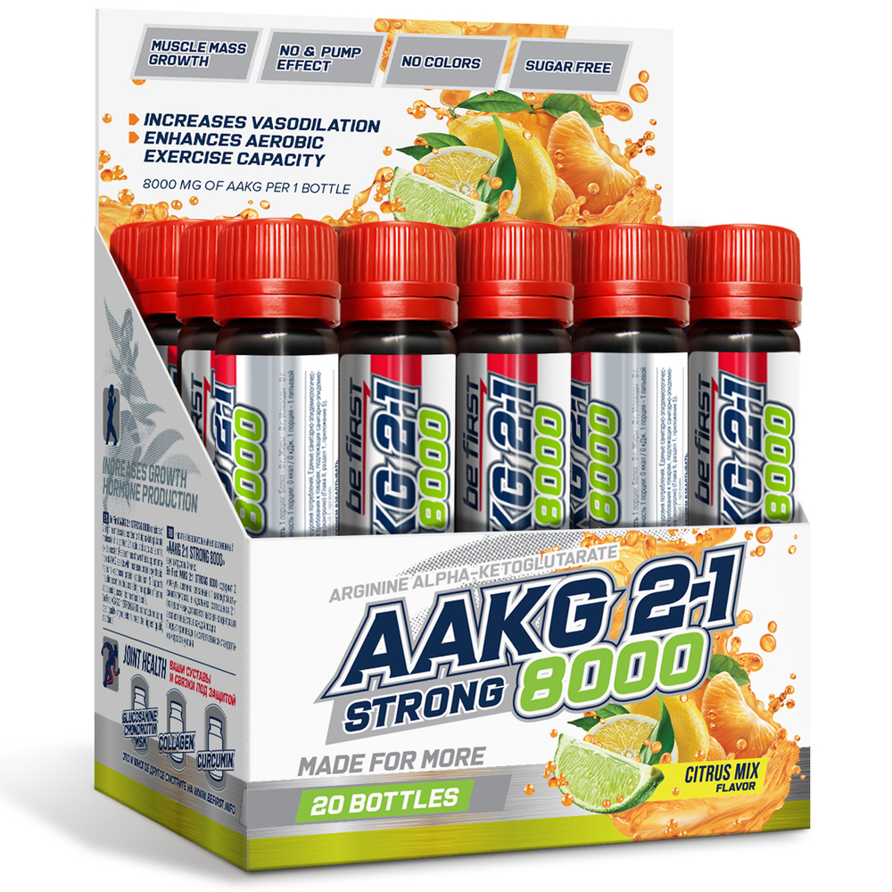 

Be First AAKG Strong 8000 мг 25 мл, 20 шт, вкус: цитрус, AAKG Strong 8000 мг 25 мл, 20 шт, вкус: цитрус