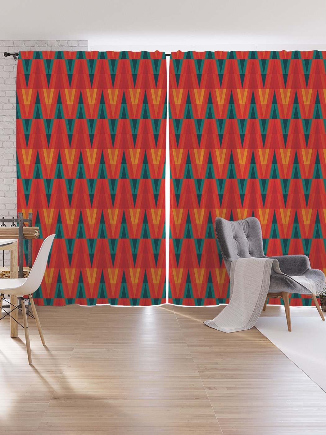 

Шторы под лён JoyArty "Треугольные переходы", серия Oxford DeLux, 340х265 см, Треугольные переходы