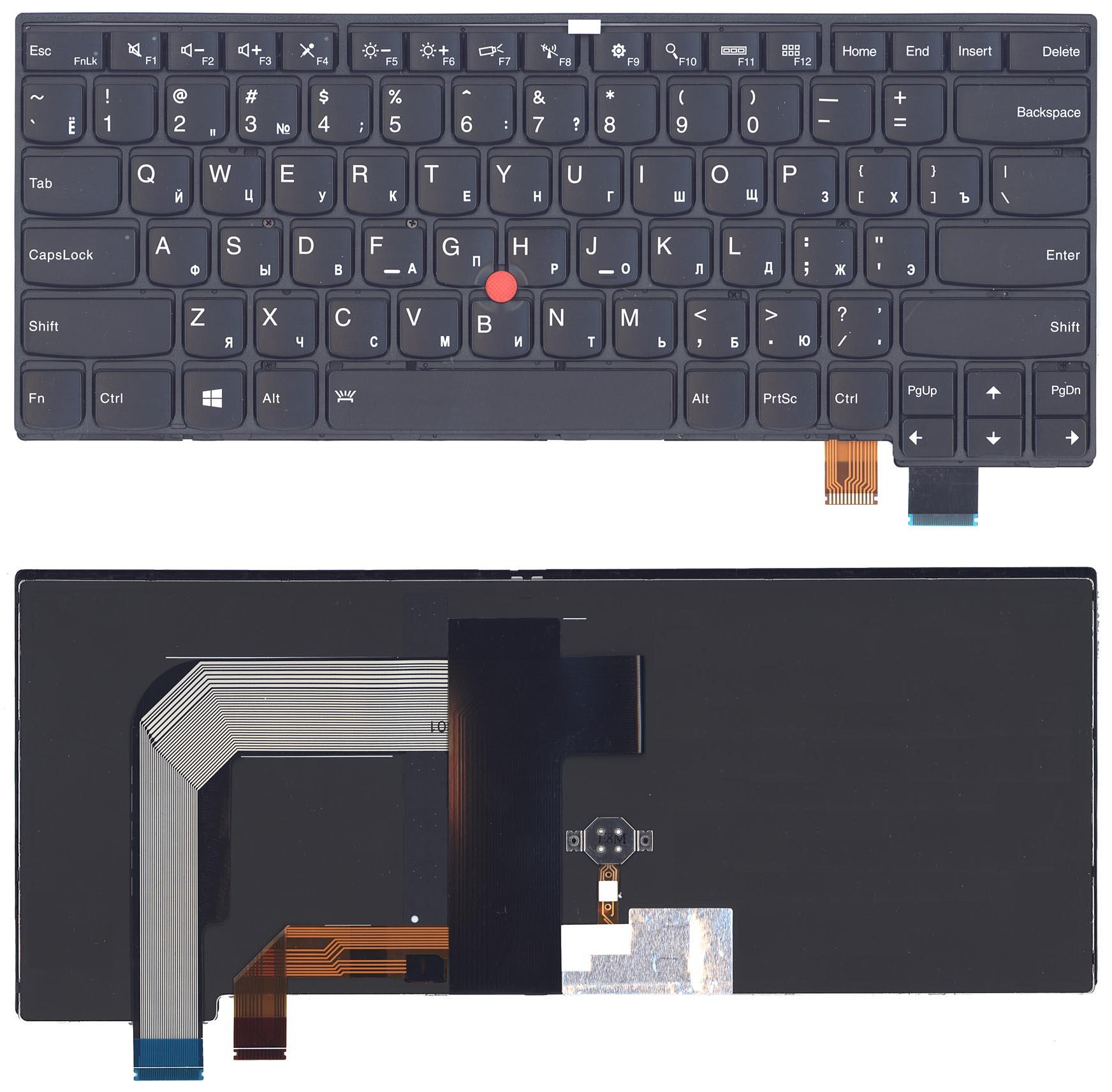 Клавиатура для ноутбука Lenovo Thinkpad T460S T470S черная с подсветкой