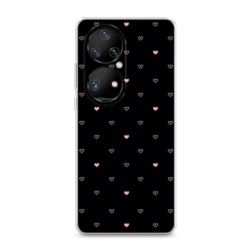 

Чехол Awog на Huawei P50 Pro "Черный фон и сердечки", Разноцветный, 6105050-3