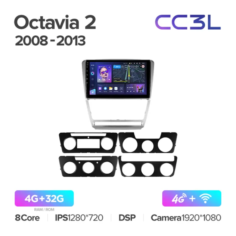

Магнитола Teyes CC3L Skoda Octavia A5 2004 - 2013 4+32Gb, CC3L