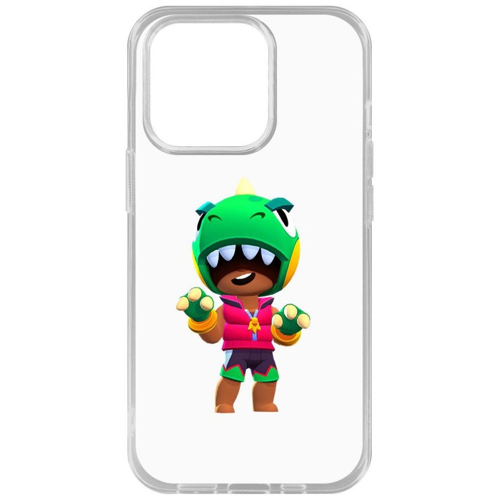 

Чехол-накладка Brawl Stars-Дино Леон для iPhone 14 Pro, Прозрачный