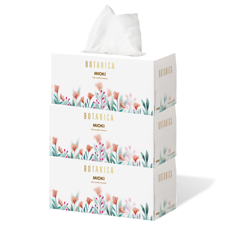 Бумажные салфетки MIOKI Botanica Цветы, набор из 3 упаковок по 220 шт
