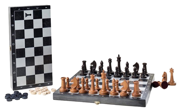 

Игра 2в1 Шашки, шахматы рисунок серебро Классика
