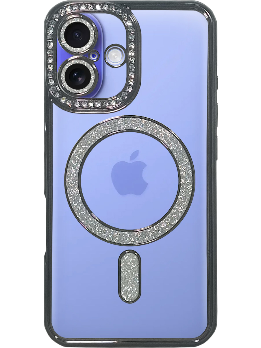 

Силиконовый чехол на Apple iPhone 16 MagSafe со стразами черный, 785196574