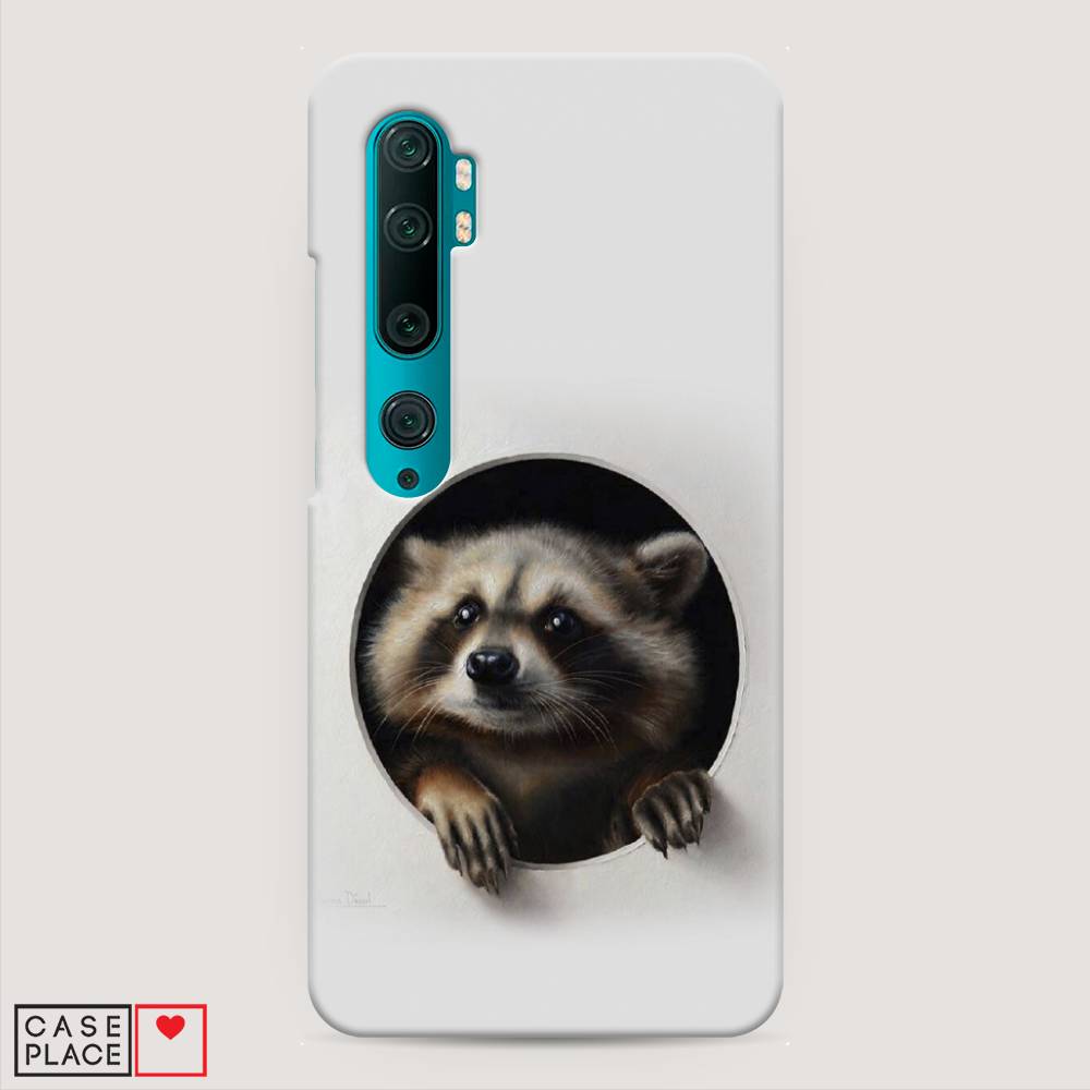 

Пластиковый чехол "Любопытный енот" на Xiaomi Mi Note 10, 37320-1