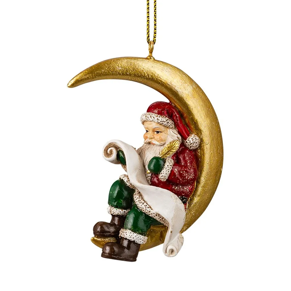 

Елочная игрушка ErichKrause Decor Дед Мороз на месяце 8,5 см, Разноцветный